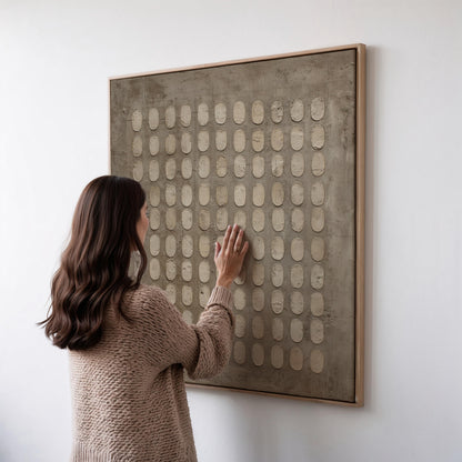 Geometric Canvas Wall Art: Minimalist Earth Tones (Square