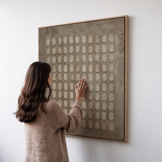 Geometric Canvas Wall Art: Minimalist Earth Tones (Square