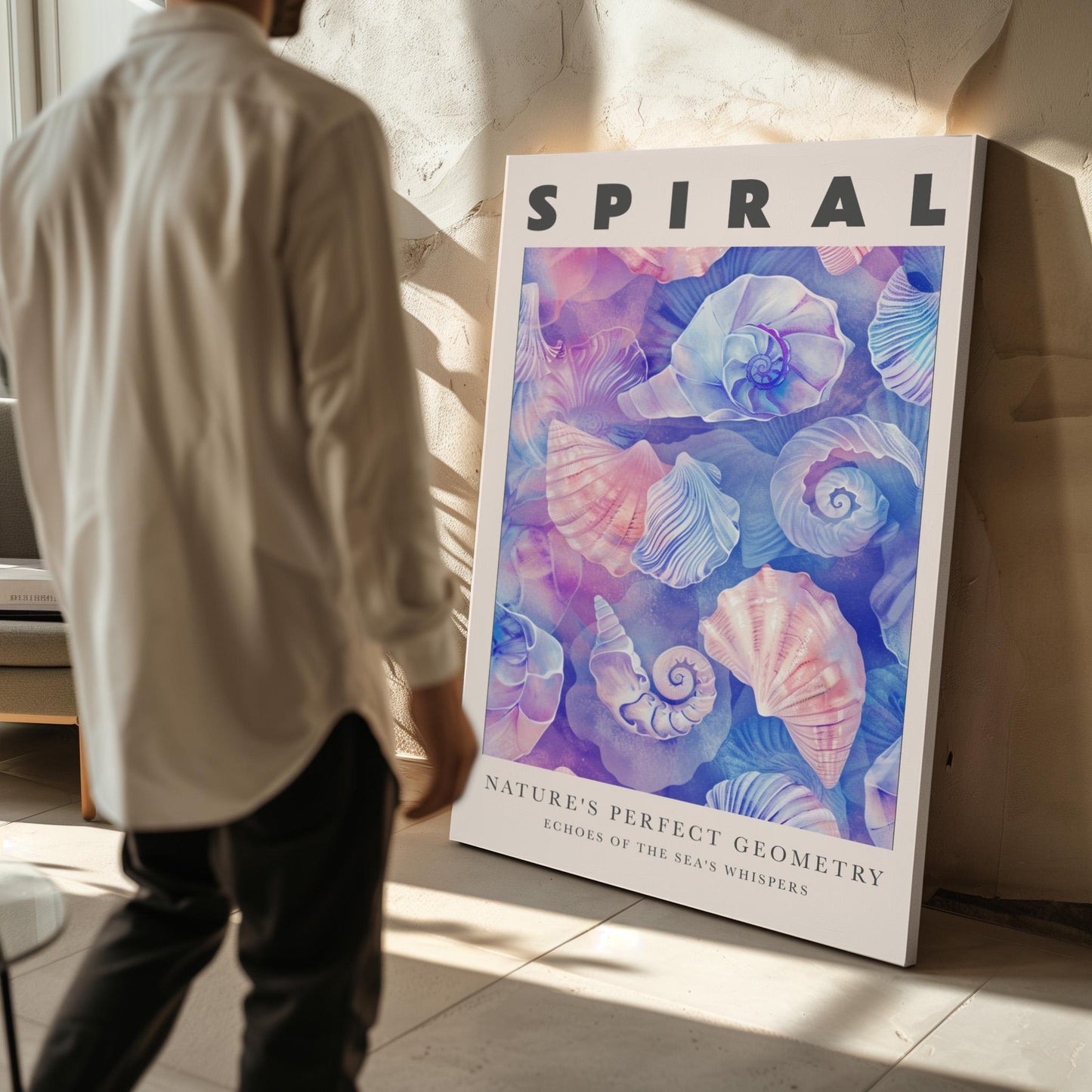 Coastal Seashell Canvas Wall Art Set of 3 Ocean Inspired Prints Spiral Shells Pastel Beach Decor for Living Room or Bedroom