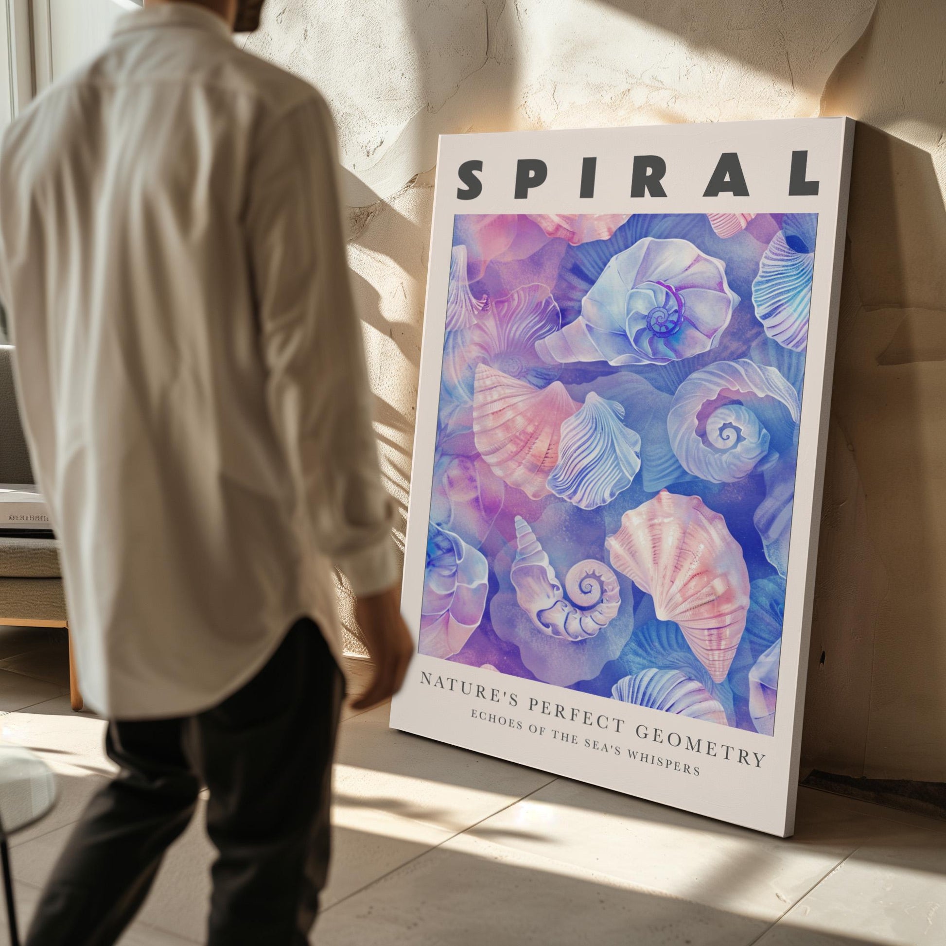 Coastal Seashell Canvas Wall Art Set of 3 Ocean Inspired Prints Spiral Shells Pastel Beach Decor for Living Room or Bedroom