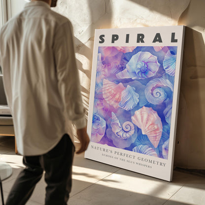 Coastal Seashell Canvas Wall Art Set of 3 Ocean Inspired Prints Spiral Shells Pastel Beach Decor for Living Room or Bedroom
