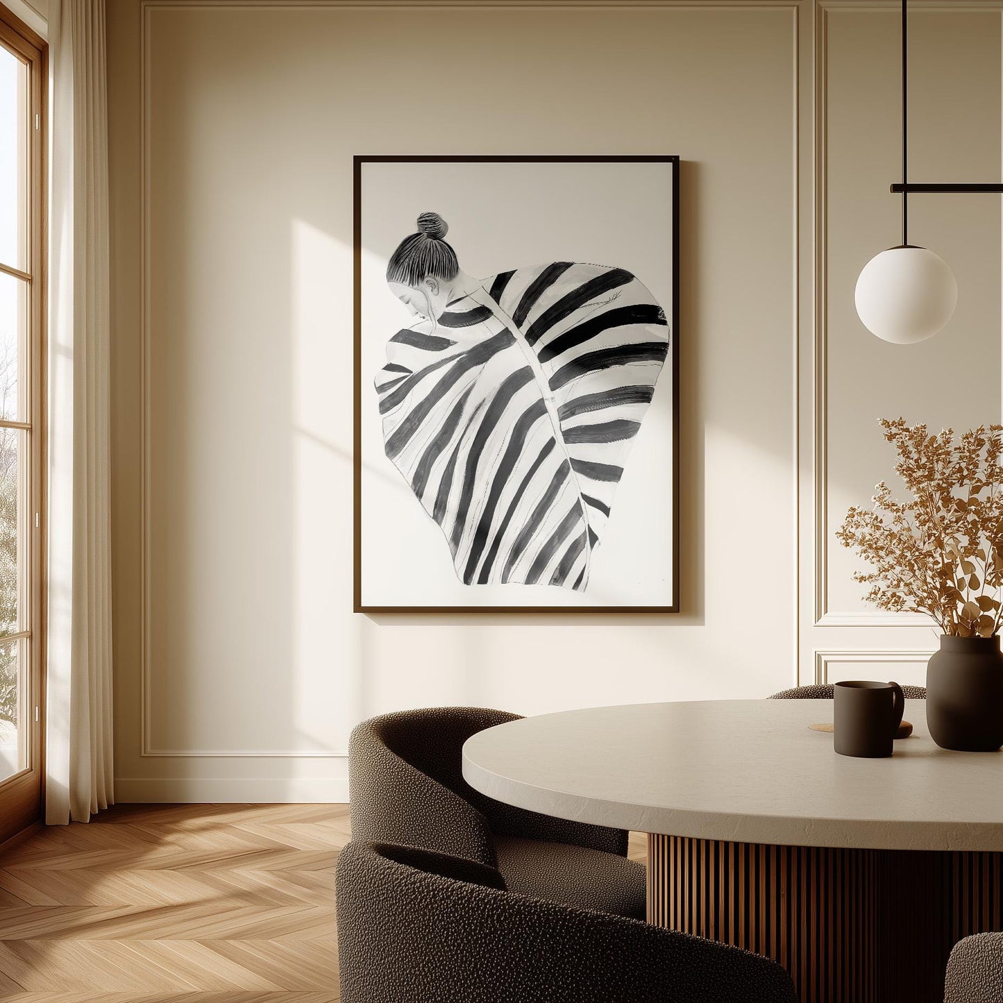 Minimalist Wall Art Black and White Abstract Woman Canvas Print Modern Artwork for Bedroom Living Room or Office