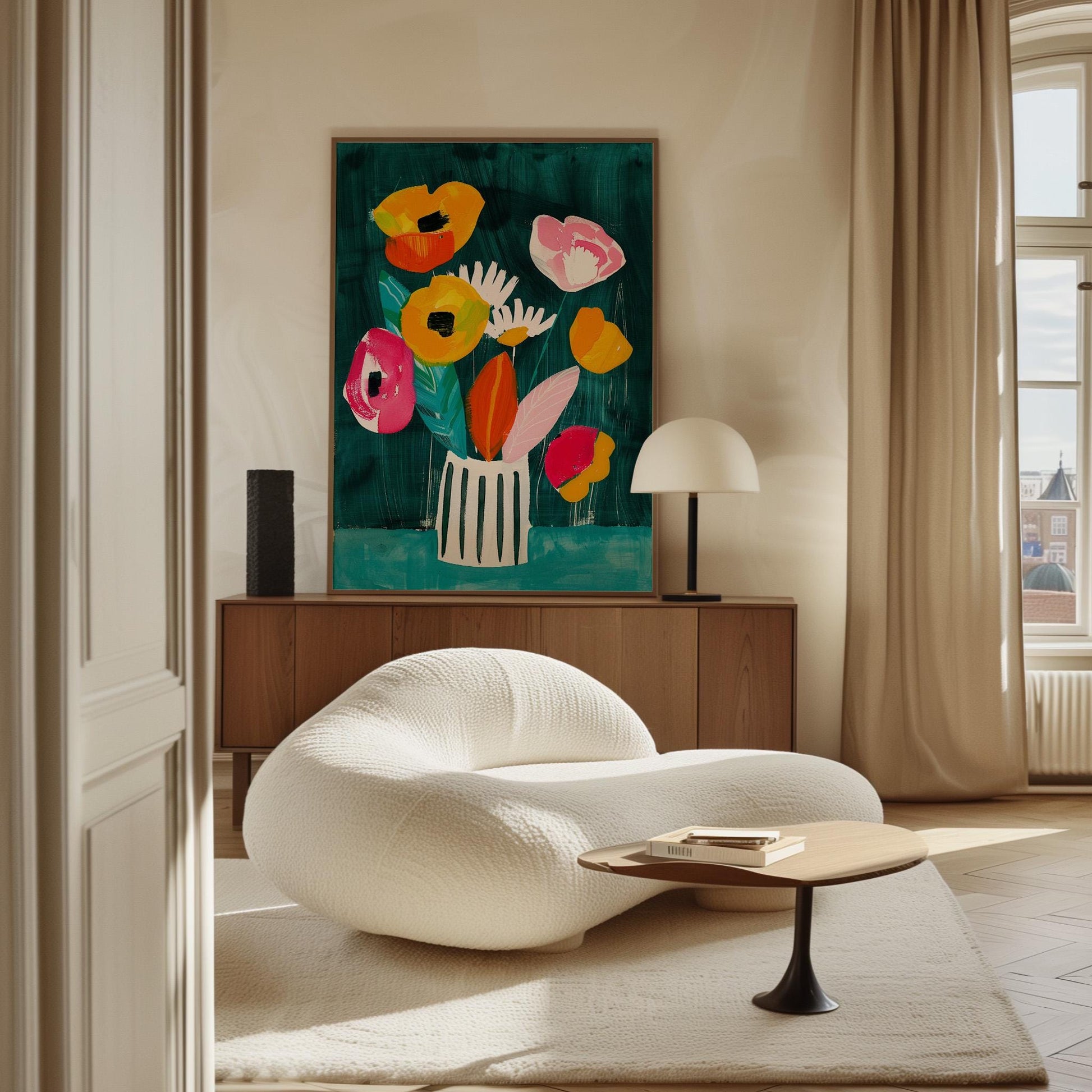 Colorful Flower Bouquet Painting Modern Floral Canvas Print Vibrant Wall Art for Living Room Dining Room or Office Decor