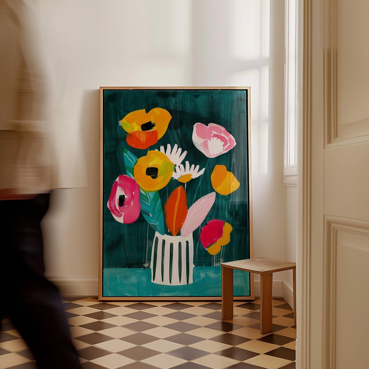 Colorful Flower Bouquet Painting Modern Floral Canvas Print Vibrant Wall Art for Living Room Dining Room or Office Decor