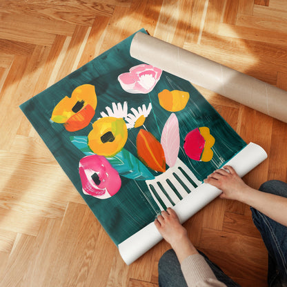 Colorful Flower Bouquet Painting Modern Floral Canvas Print Vibrant Wall Art for Living Room Dining Room or Office Decor