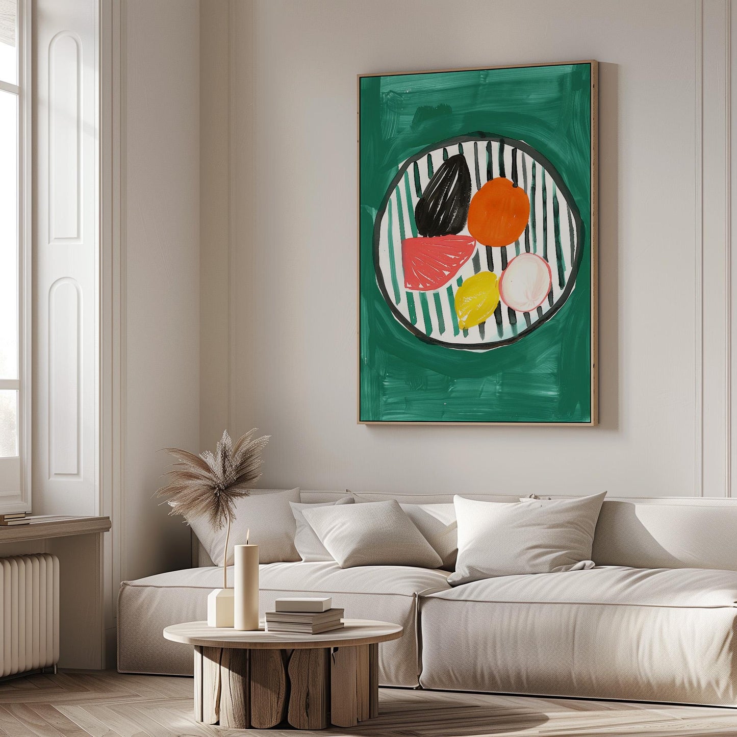 Modern Fruit Still Life Painting Colorful Kitchen Wall Art Abstract Canvas Print for Dining Room or Home Decor