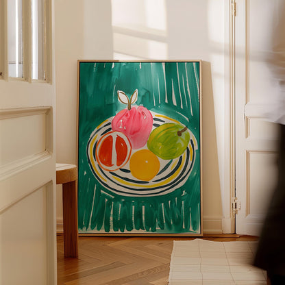 Colorful Fruit Bowl Wall Art Modern Abstract Kitchen Print Dining Room Decor Canvas Painting Bright Food Artwork Gift for Friends