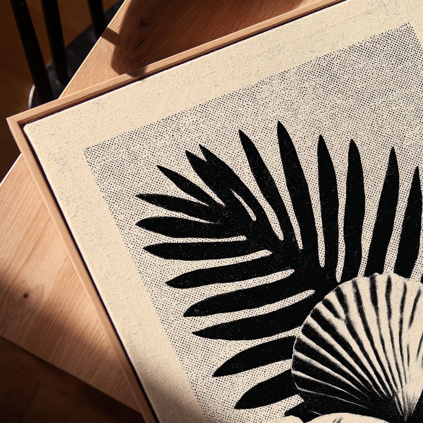 Seashell Botanical Canvas Art Black and White Ocean Print for Coastal Living Room or Bathroom, Minimal Nature Wall Decor