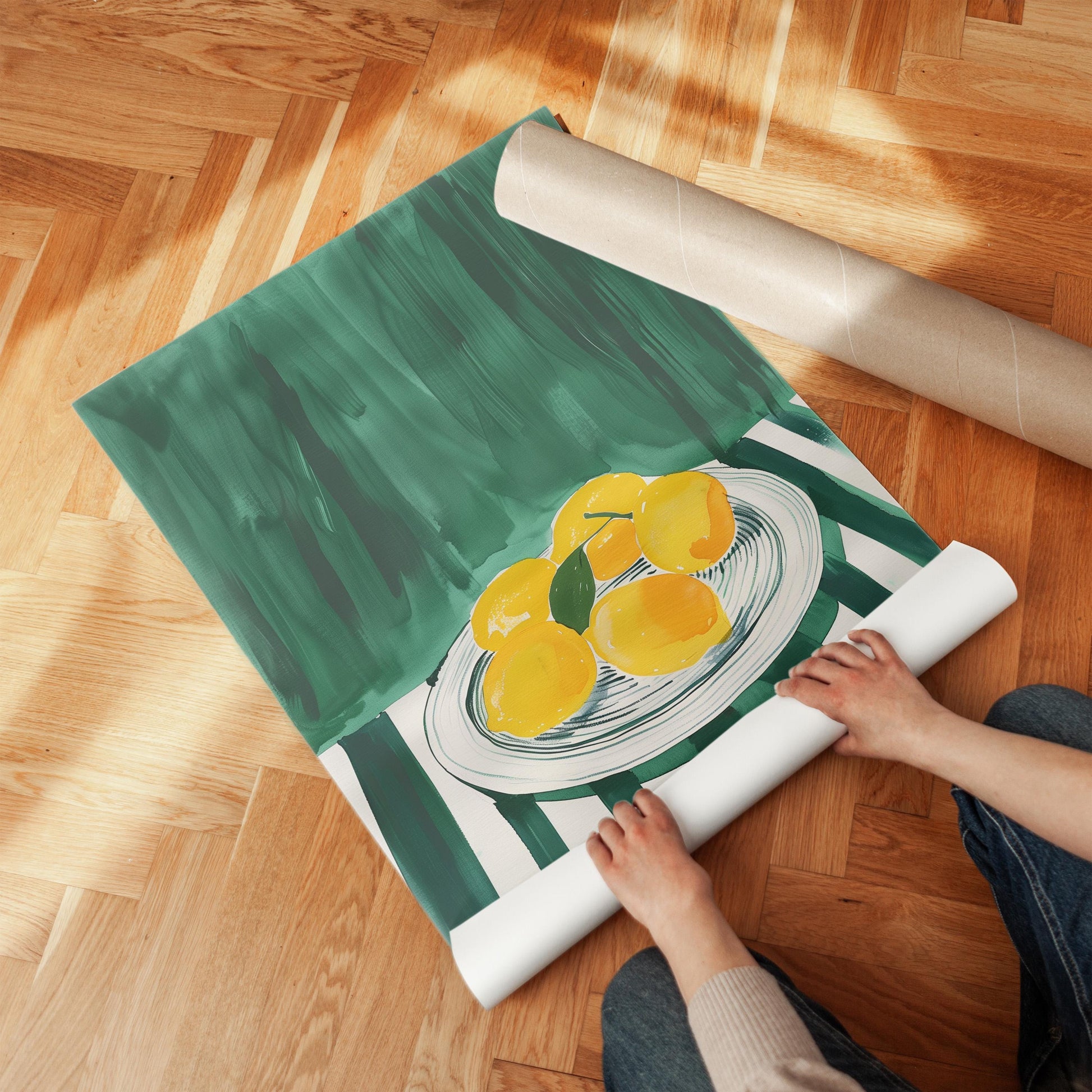 Lemon Still Life Wall Art Modern Abstract Kitchen Print Dining Room Decor Canvas Painting Yellow Fruit Artwork