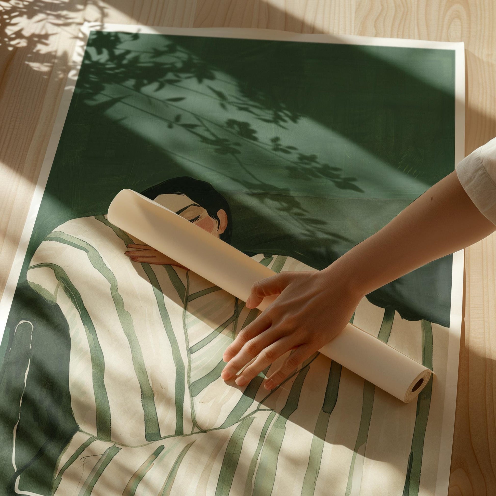 Sleeping Woman Canvas Print Minimalist Wall Art Relaxing Abstract Bedroom Decor Modern Home Style