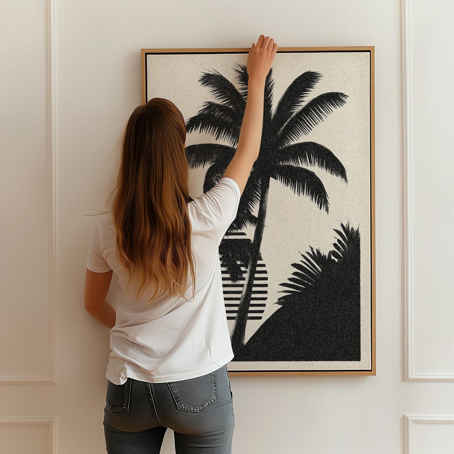 Palm Tree Canvas Art Black and White Tropical Print for Living Room or Office, Minimal Coastal Wall Decor