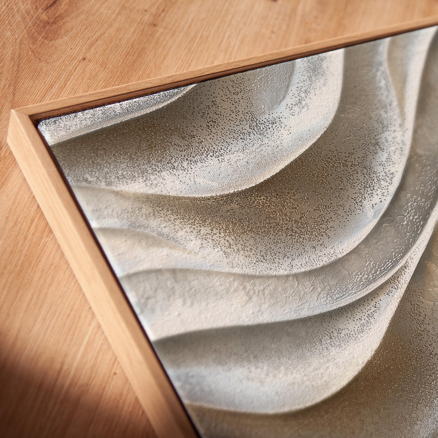Neutral Waves Canvas Art Beige 3D Texture Effect Modern Abstract Print for Living Room or Bedroom, Minimal Coastal Wall Decor