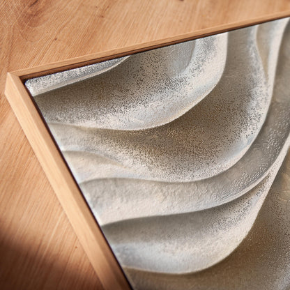 Neutral Waves Canvas Art Beige 3D Texture Effect Modern Abstract Print for Living Room or Bedroom, Minimal Coastal Wall Decor