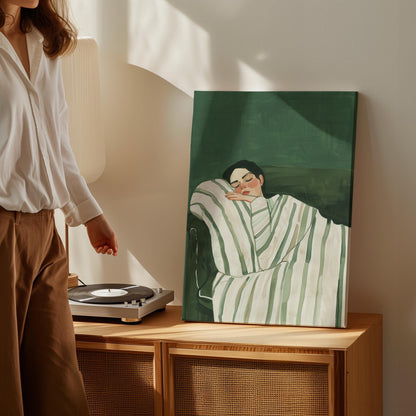 Sleeping Woman Canvas Print Minimalist Wall Art Relaxing Abstract Bedroom Decor Modern Home Style