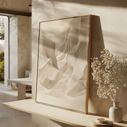 Beige Abstract Canyon Canvas Print Modern Neutral Wall Art for Living Room or Bedroom Decor