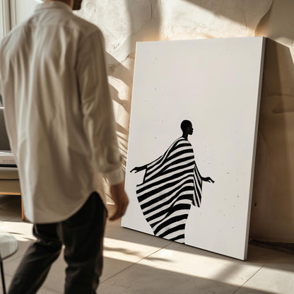 Relaxing Women Canvas Set: Modern Black and White Figurative Art