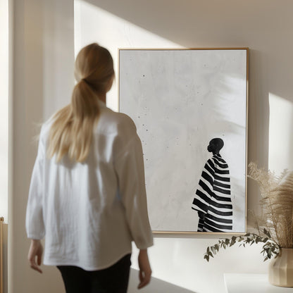 Relaxing Women Canvas Set: Modern Black and White Figurative Art