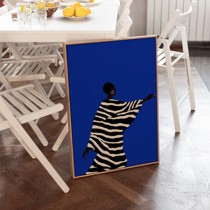Electric Blue Women Canvas Prints: Abstract Art Set (Framed or Unframed)