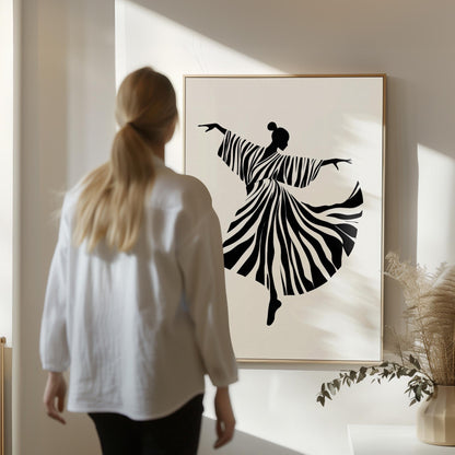 Women Abstract Canvas Set: Black and White Art (Framed or Unframed)