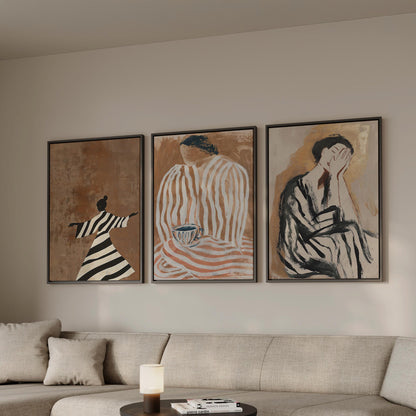 Wabi Sabi Women Art: Abstract Canvas Prints (Floating Frame Set)