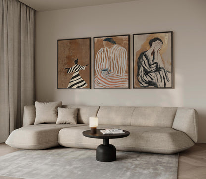 Wabi Sabi Women Art: Abstract Canvas Prints (Floating Frame Set)