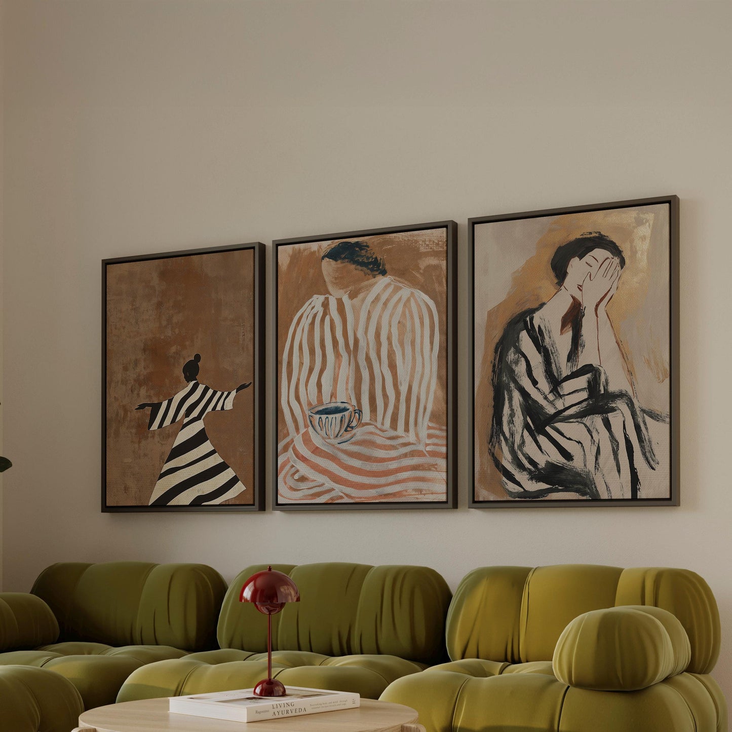 Wabi Sabi Women Art: Abstract Canvas Prints (Floating Frame Set)