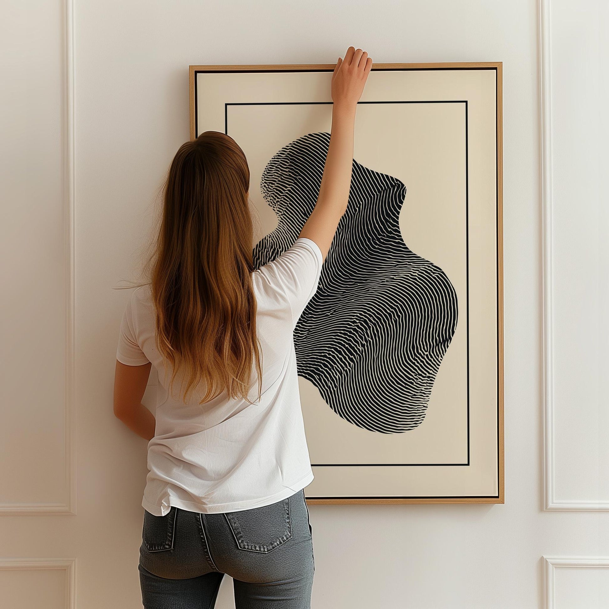 Minimalist Abstract Line Waves Black and White Canvas Print Modern Geometric Wall Art for Living Room or Office Decor