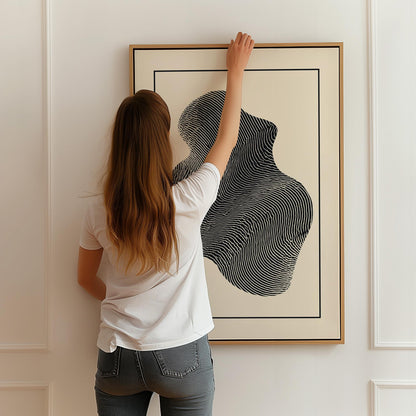 Minimalist Abstract Line Waves Black and White Canvas Print Modern Geometric Wall Art for Living Room or Office Decor