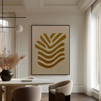 Giclée Canvas Print Abstract Golden Lines Minimalist Modern Wall Art Neutral Geometric Design for Living Room or Office