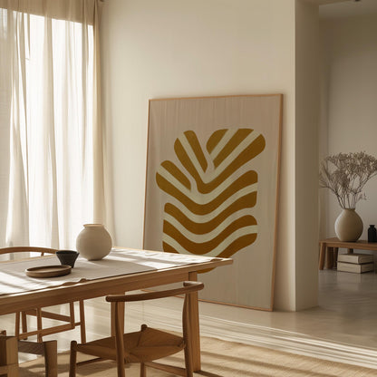 Giclée Canvas Print Abstract Golden Lines Minimalist Modern Wall Art Neutral Geometric Design for Living Room or Office