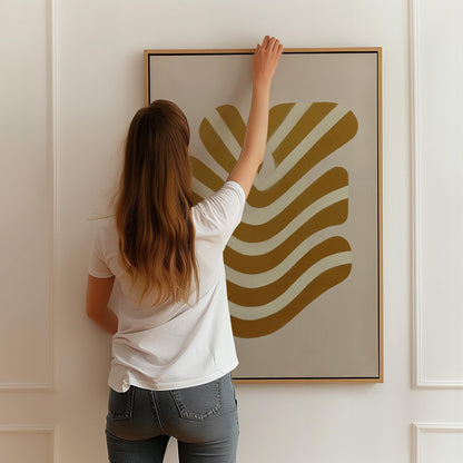 Giclée Canvas Print Abstract Golden Lines Minimalist Modern Wall Art Neutral Geometric Design for Living Room or Office