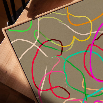 Colorful Abstract Line Giclée Canvas Print Modern Minimal Wall Art for Living Room or Studio Interior