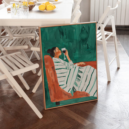 Minimalist Green Figurative Canvas Set - Relaxing Women Wall Art