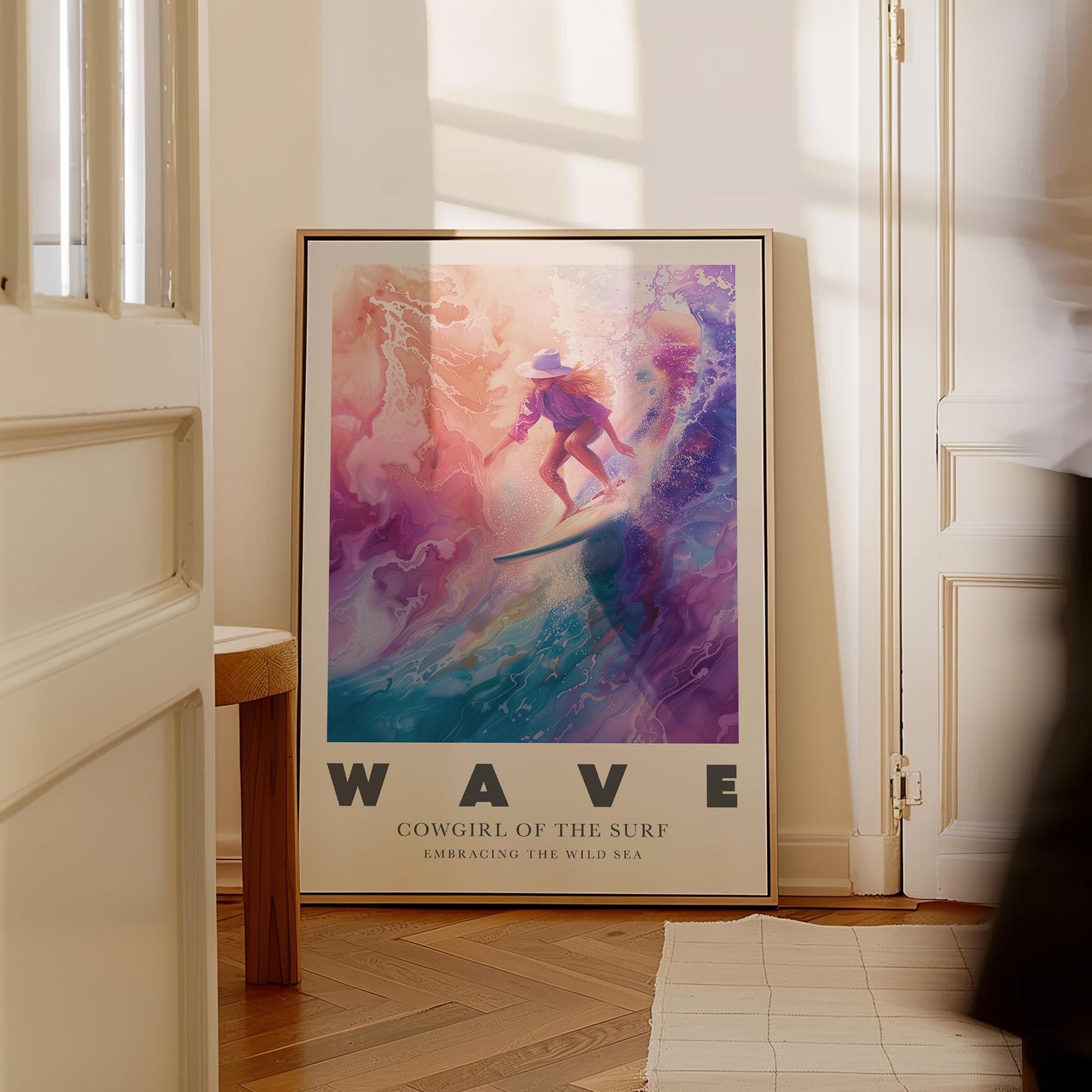 Cowgirl Canvas Wall Art Set of 3 Coastal Western Desert and Surf Prints Colorful Sunset Artwork for Living Room or Bedroom