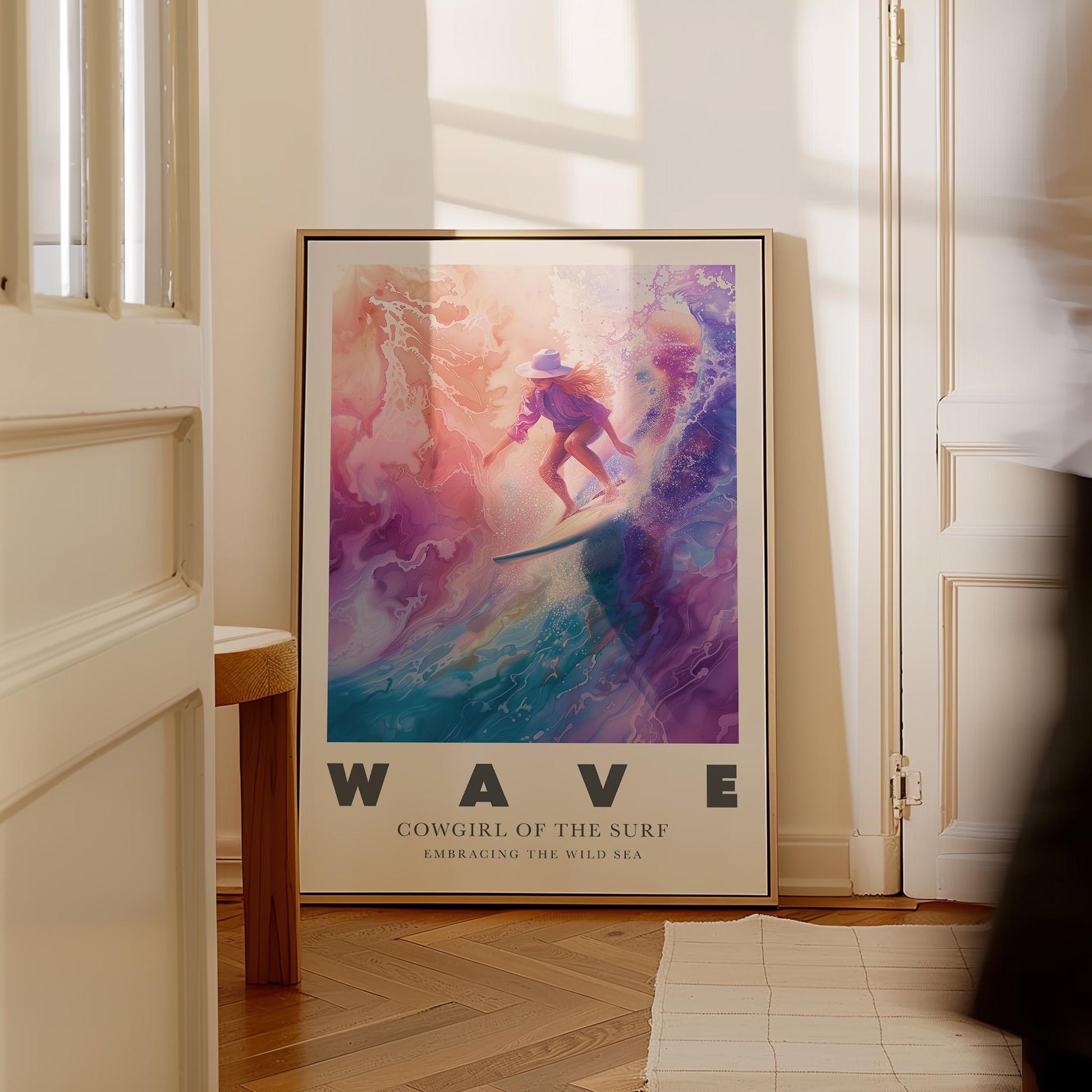 Cowgirl Canvas Wall Art Set of 3 Coastal Western Desert and Surf Prints Colorful Sunset Artwork for Living Room or Bedroom
