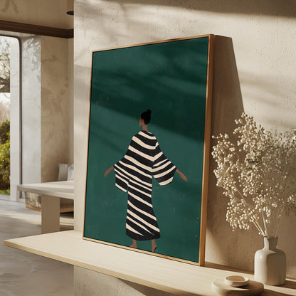 Canvas Wall Art: Emerald Green Abstract People - Set of 2 Prints