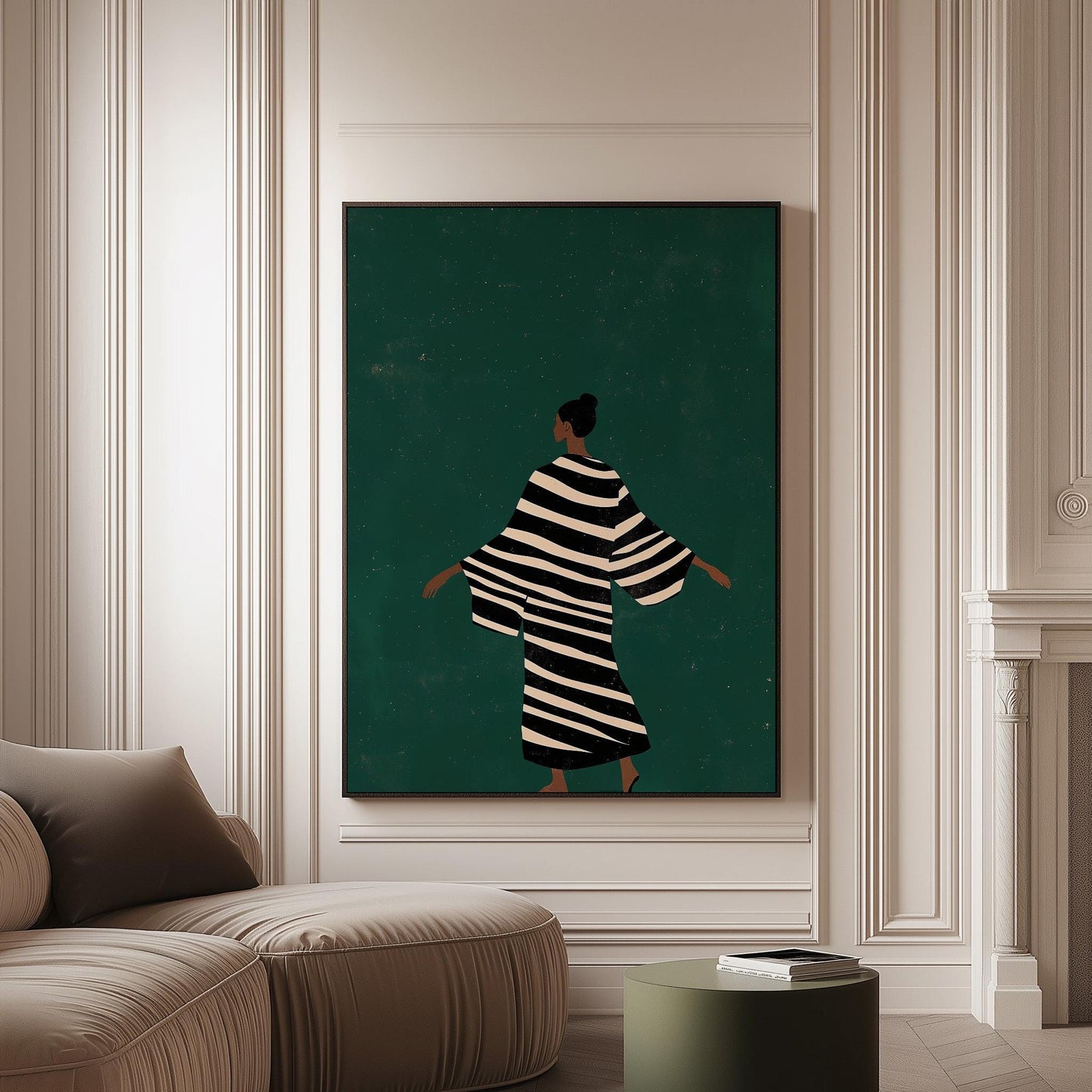 Canvas Wall Art: Emerald Green Abstract People - Set of 2 Prints