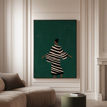 Canvas Wall Art: Emerald Green Abstract People - Set of 2 Prints