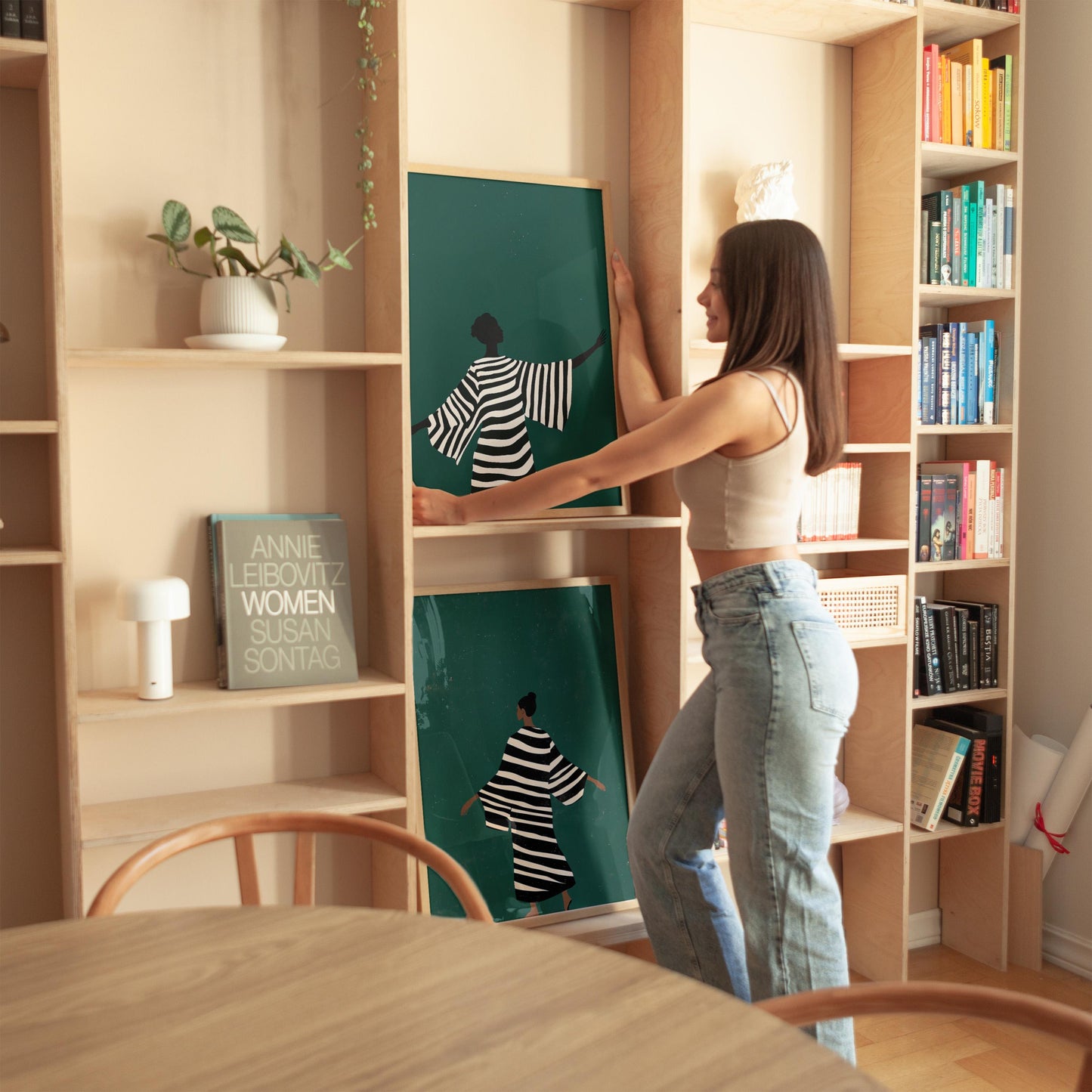 Canvas Wall Art: Emerald Green Abstract People - Set of 2 Prints