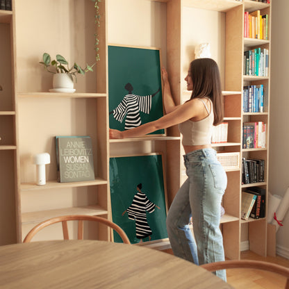 Canvas Wall Art: Emerald Green Abstract People - Set of 2 Prints