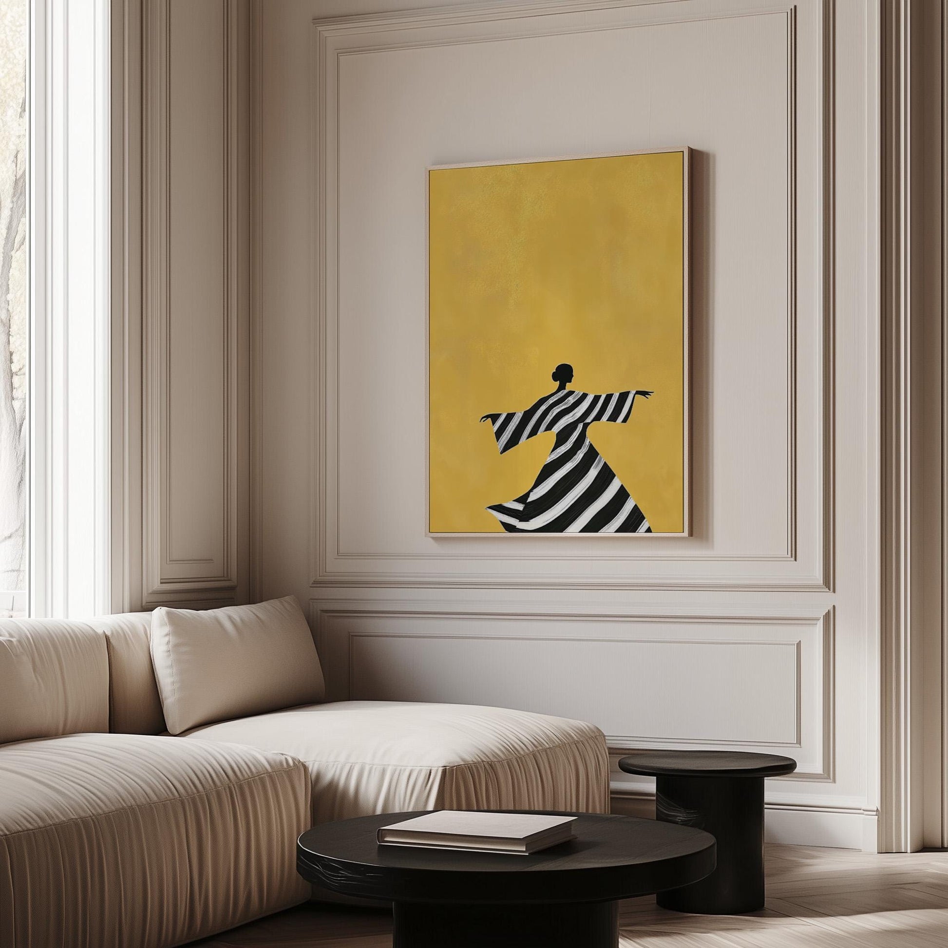 Yellow Abstract Figurative Canvas Set of 2: Modern Canvas for Living Room