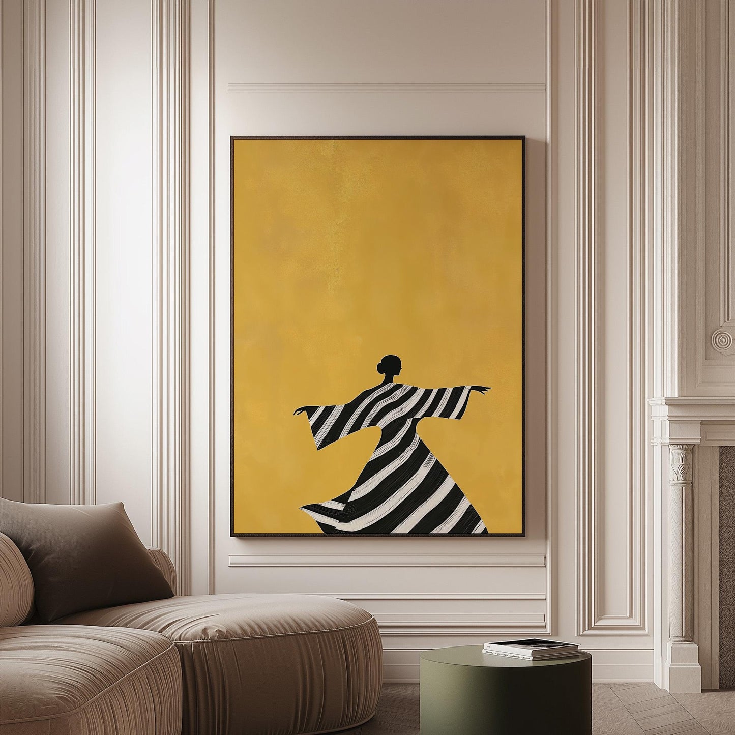 Yellow Abstract Canvas Set of 2: Modern Figurative Wall Art