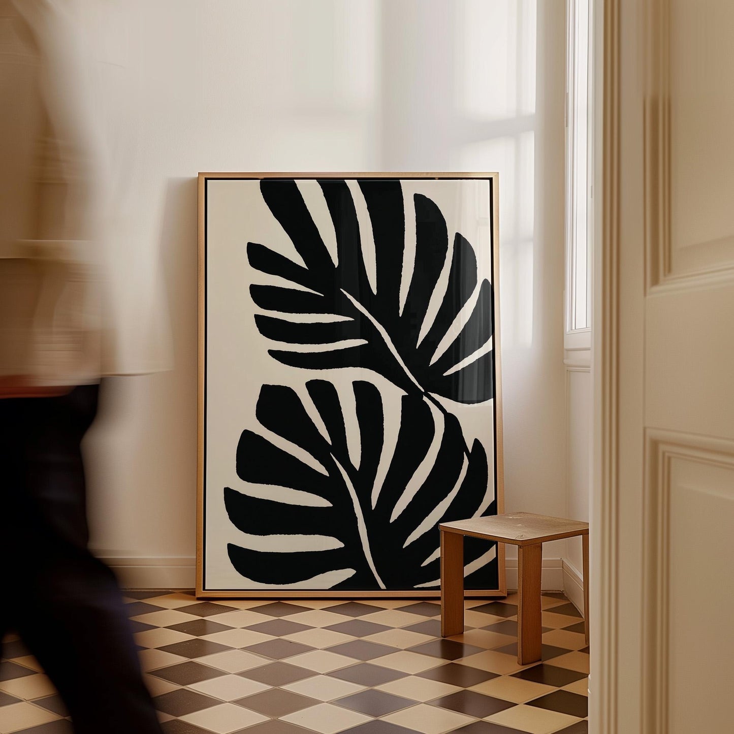 Monstera Leaf Canvas Art Black and White Botanical Print for Dining Room or Bedroom, Minimalist Nature Wall Decor