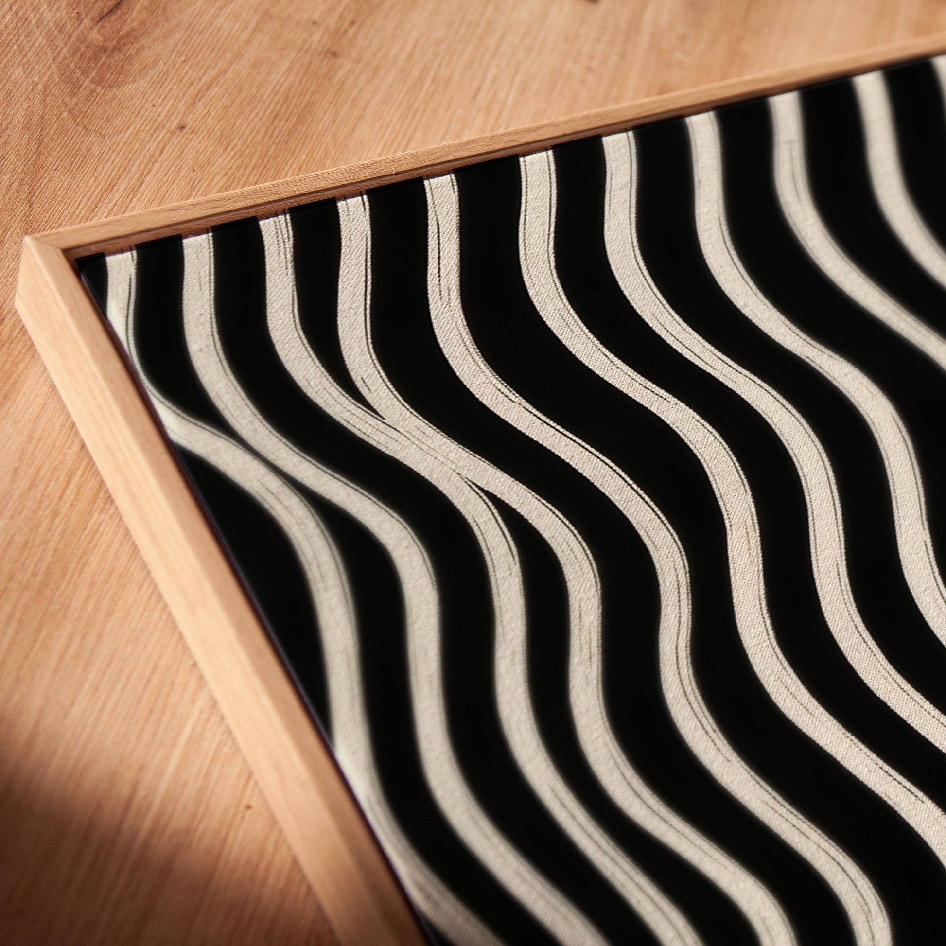 Black and White Waves Canvas Art Modern Abstract Print for Dining Room or Office, Minimal Line Pattern Wall Decor