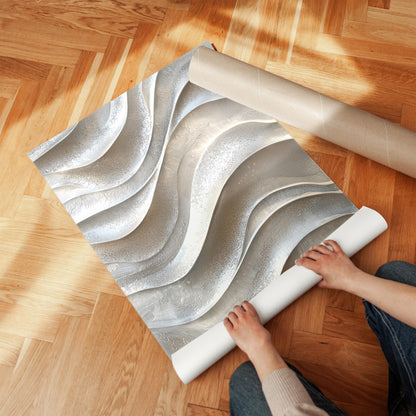 Neutral Waves Canvas Art Beige 3D Texture Effect Modern Abstract Print for Living Room or Bedroom, Minimal Coastal Wall Decor