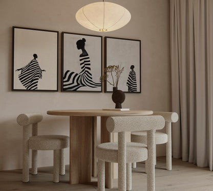 Relaxing Women Canvas Set: Modern Black and White Figurative Art
