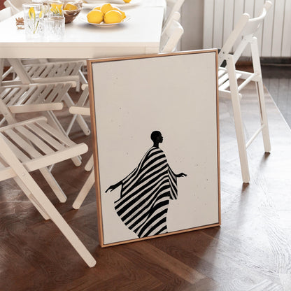 Relaxing Women Canvas Set: Modern Black and White Figurative Art