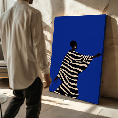 Electric Blue Women Canvas Prints: Abstract Art Set (Framed or Unframed)