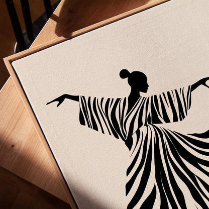 Women Abstract Canvas Set: Black and White Art (Framed or Unframed)