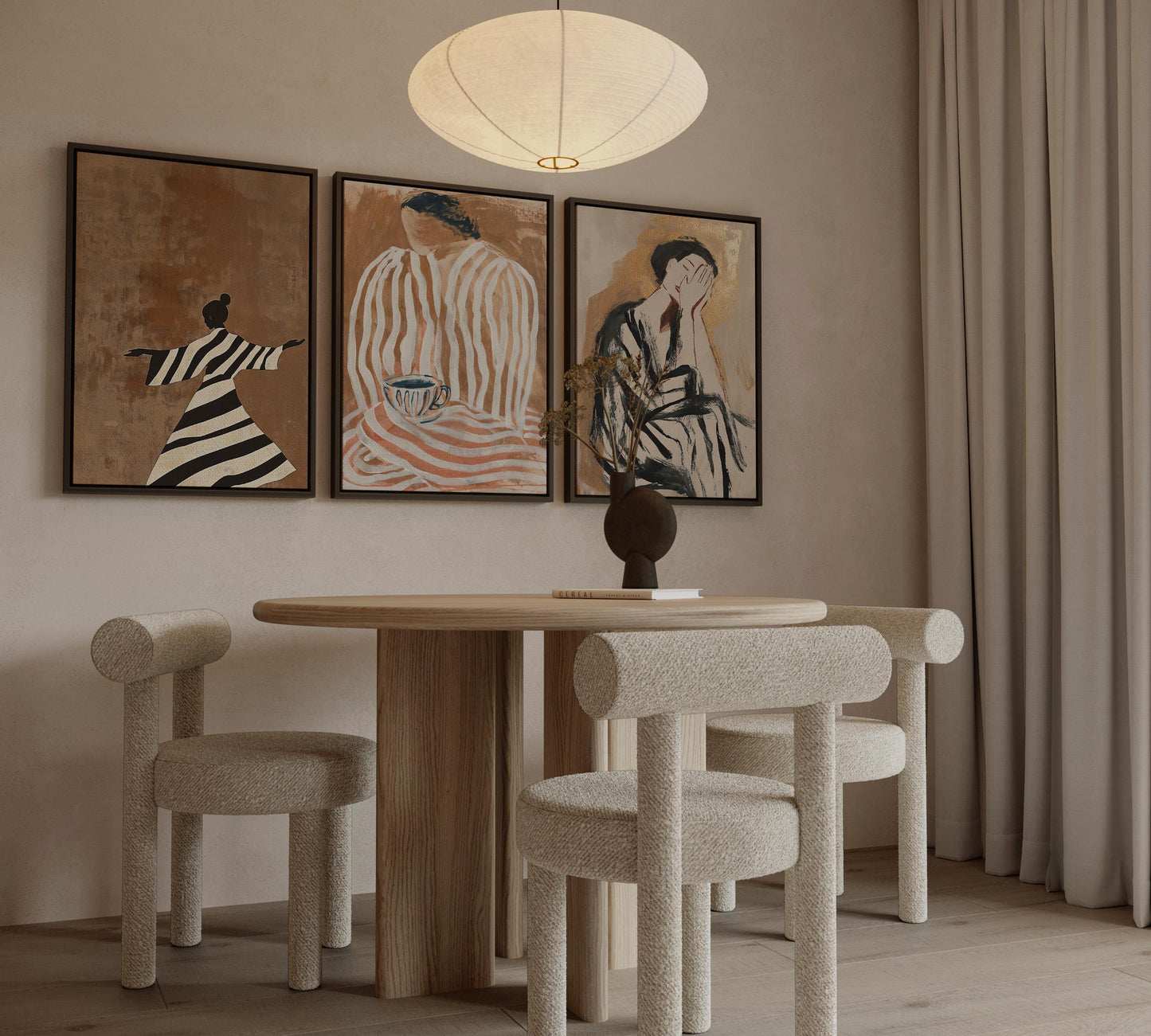 Wabi Sabi Women Art: Abstract Canvas Prints (Floating Frame Set)